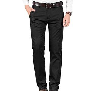 Men’s Fleece Lined Straight Leg Long Dress Pant